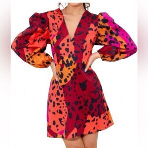 Alden Adair Bridgette dress in Panthers Red and Orange Long Sleeve Dress